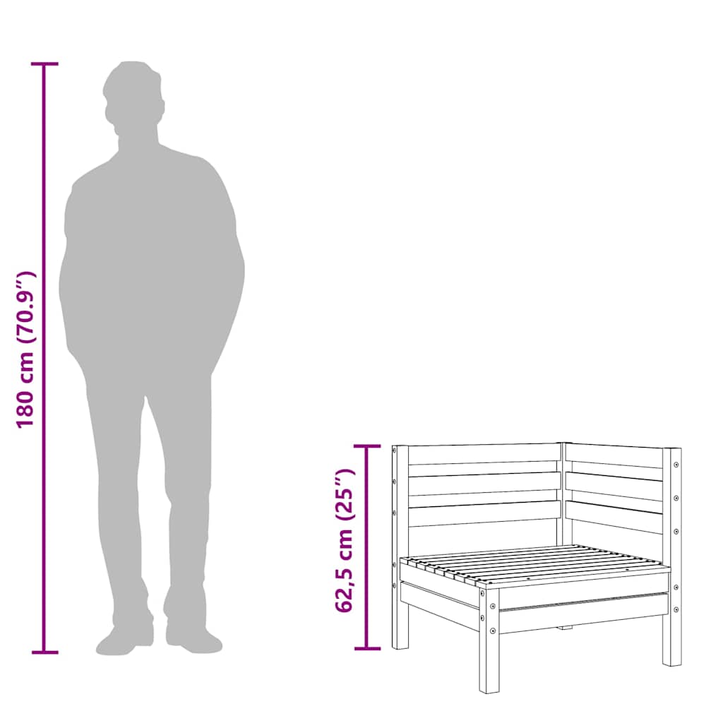 Garden Sofas Corner 2 pcs Solid Wood Douglas